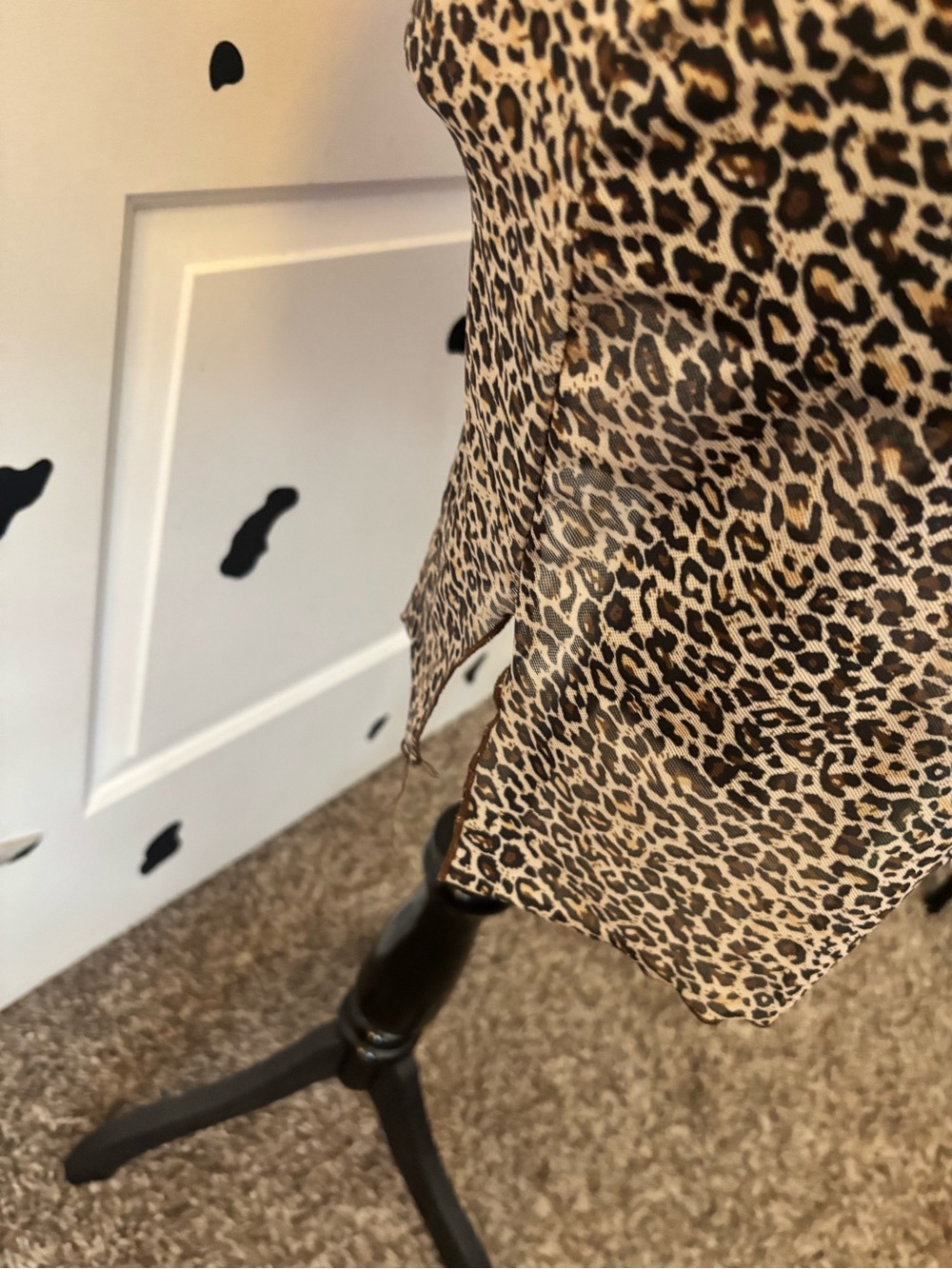 SHEIN Leopard Mesh Bodycon Mini Dress in Beige Black - Picture 8 of 9